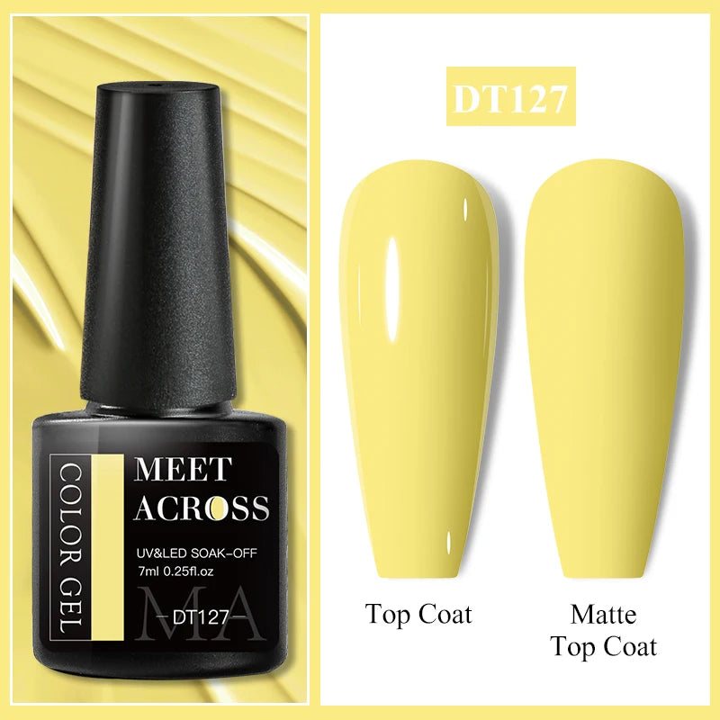 MEET ACROSS 7ml Glitter Gel Nail Polish Sparkly Sequins UV LED Soak Off Varnish For Manicure Semi Permanent Nail Art Gel Polish