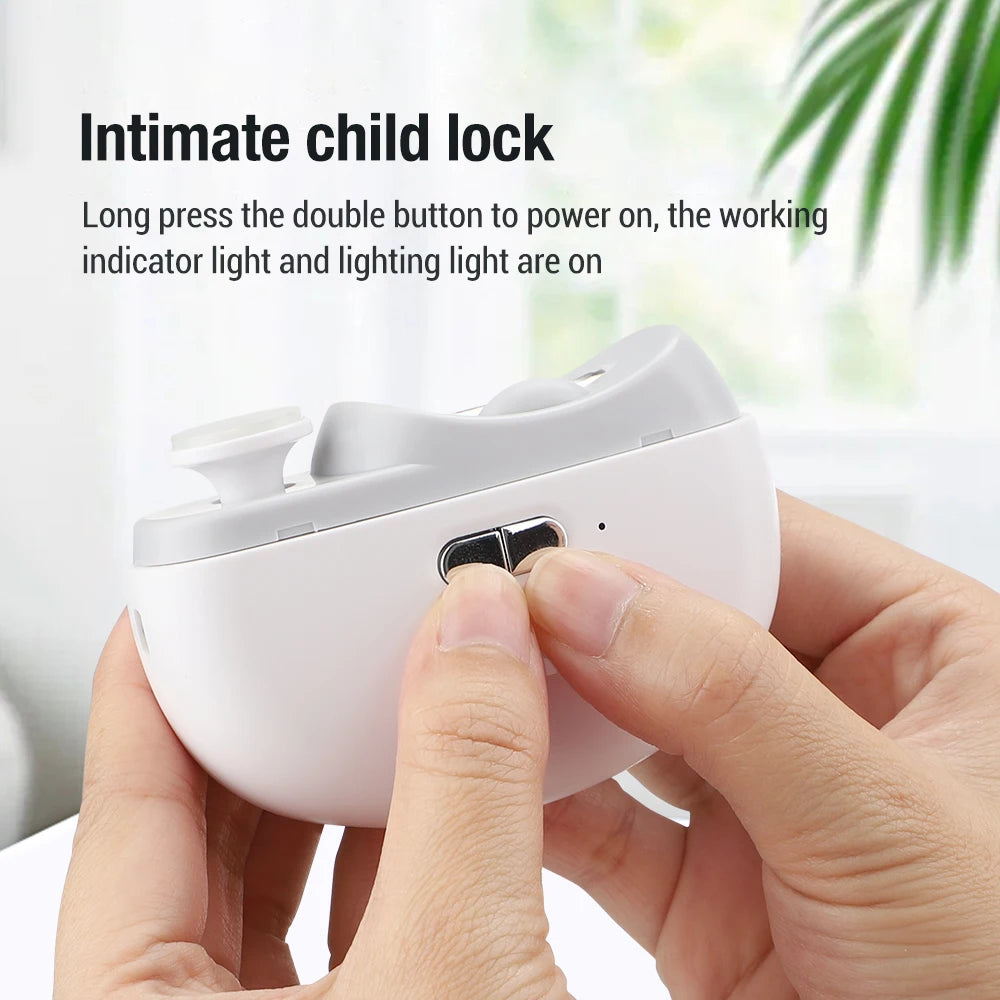 Electric Nail Clipper Grinding and Polishing with Light Automatic Nail Trimmer Rechargeable Nail Cutter Manicure for Baby Adult