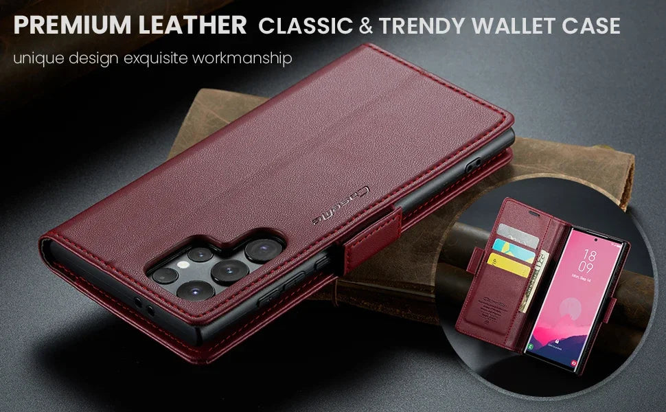 Magnetic Charging Flip Wallet Cards Leather Case for Samsung Galaxy A06 A16 A55 A35 25 15 05S S25 S24 S23 22 Ultra Plus FE Cover