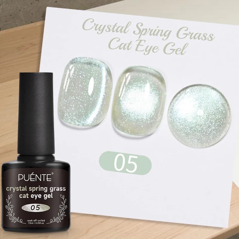 PUENTE 7.5ML Wine Red Cat Magnetic Gel Nail Polish Super Shiny Ruby Red Cat Eye Gel Soak Off UV Semi-Permanent Nail Art Varnish