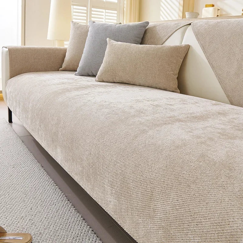 Solid Color Waterproof Chenille Sofa Cushion 2024 New Four Seasons Universal Simple Modern Cushion Non-Slip Sofa Cover