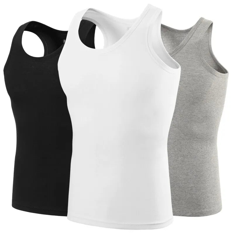 5/3/1 Pack Men To Multi-size Solid Color Tight Vests For Teenagers Comfortable Cotton Sleeveless T-shirts Sports Running Tops