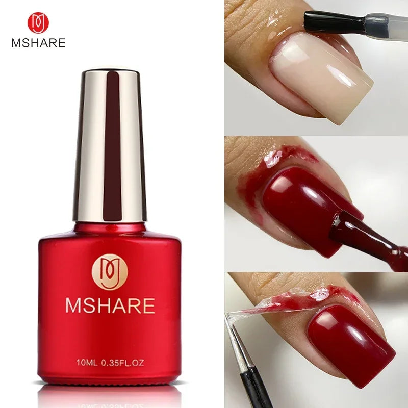 MSHARE Milky Pink Rubber Base Gel Camouflage Color Coat Soak Off Nails Gels Varnish Lacquer 10ml UV LED Gel Polish TPO Free Gel