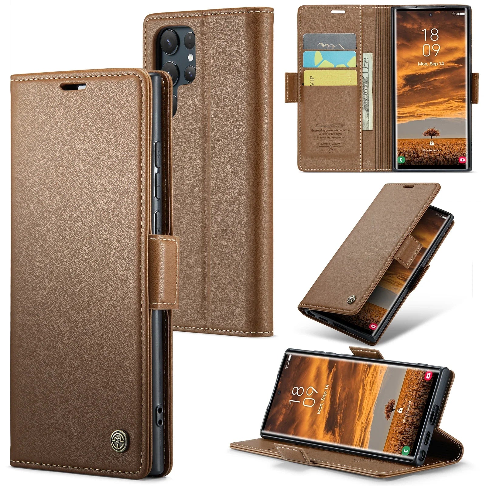 Magnetic Charging Flip Wallet Cards Leather Case for Samsung Galaxy A06 A16 A55 A35 25 15 05S S25 S24 S23 22 Ultra Plus FE Cover