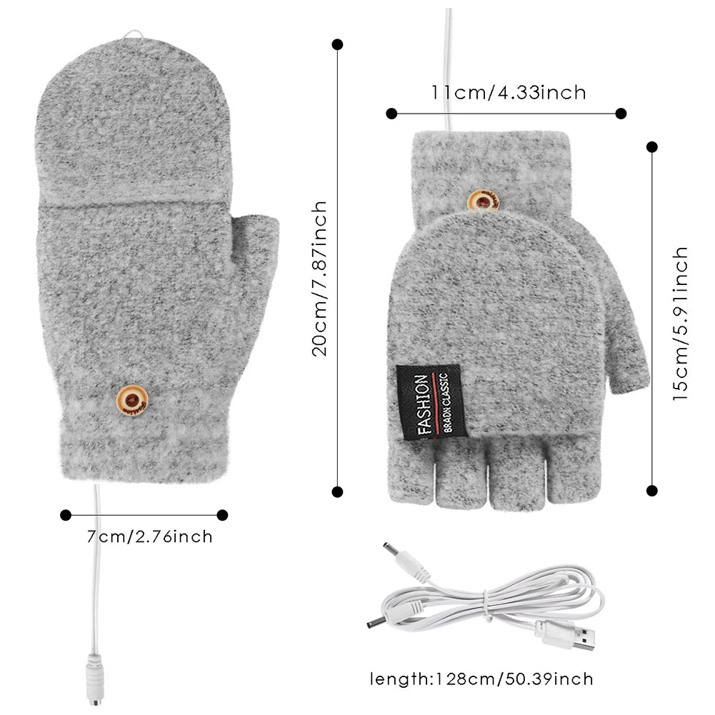 Electric heating gloves hand warmer gloves heater rechargeable USB reusable laptop suitable for sports skiing winter warm gloves