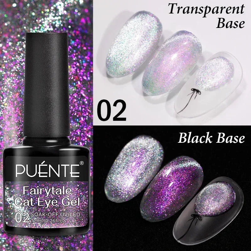 PUENTE 7.5ML Wine Red Cat Magnetic Gel Nail Polish Super Shiny Ruby Red Cat Eye Gel Soak Off UV Semi-Permanent Nail Art Varnish