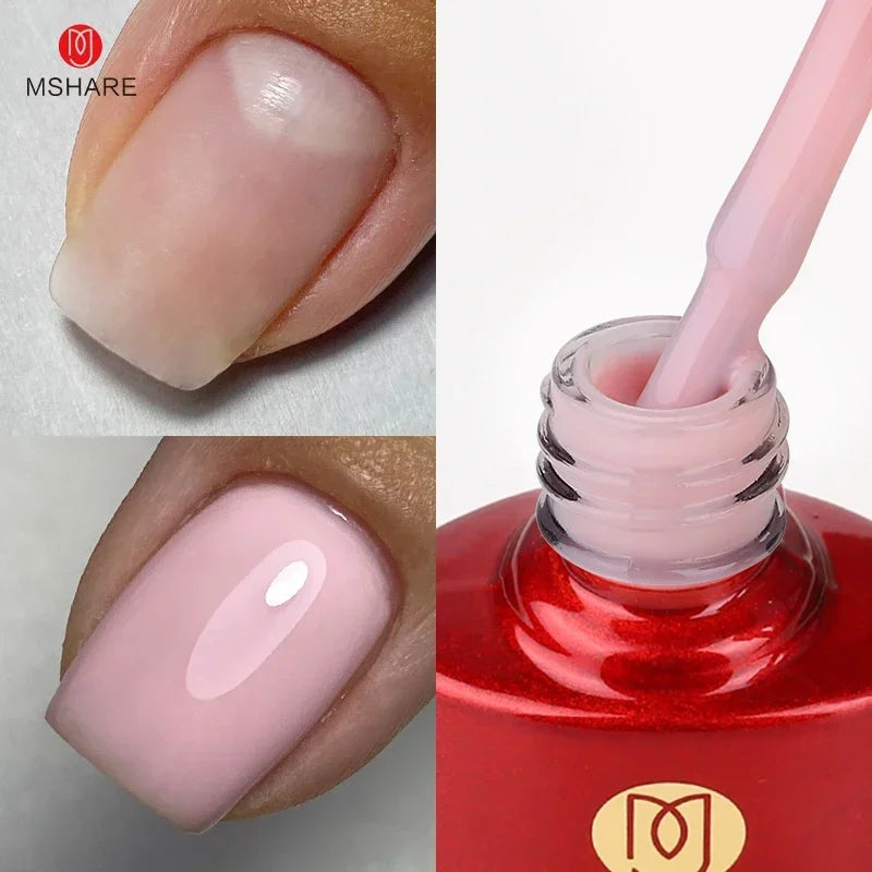 MSHARE Milky Pink Rubber Base Gel Camouflage Color Coat Soak Off Nails Gels Varnish Lacquer 10ml UV LED Gel Polish TPO Free Gel