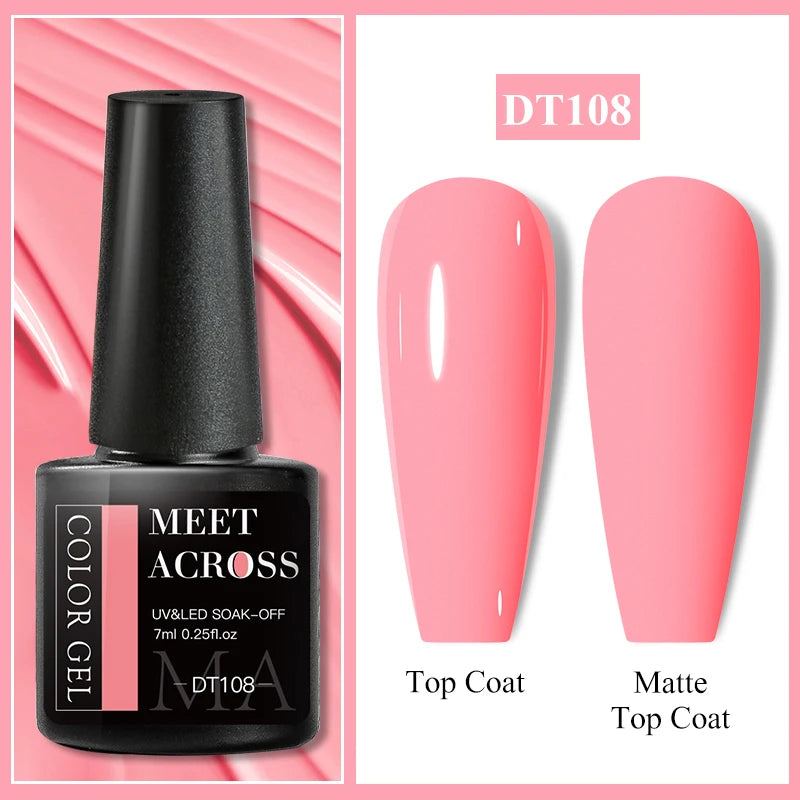 MEET ACROSS 7ml Glitter Gel Nail Polish Sparkly Sequins UV LED Soak Off Varnish For Manicure Semi Permanent Nail Art Gel Polish