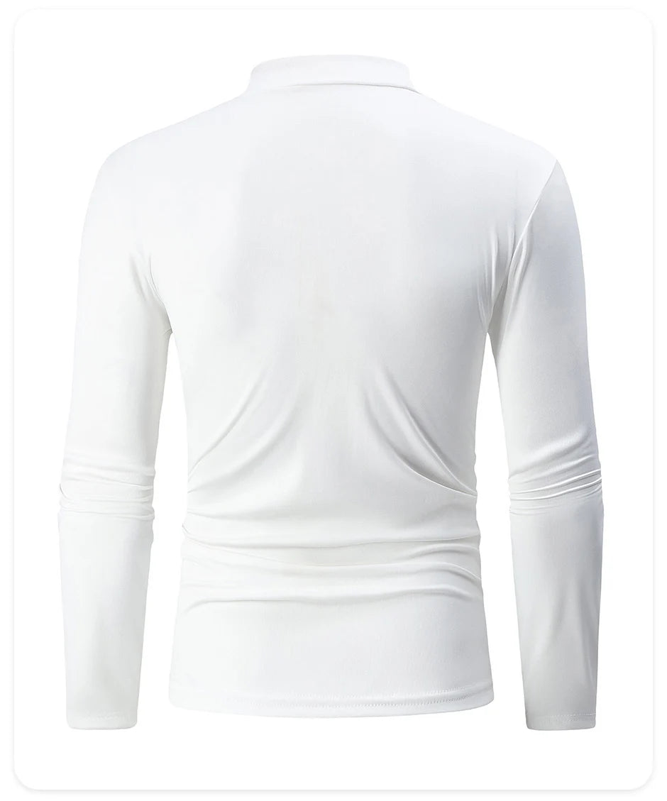 1/3 Pcs Men's White BottoMing Small Turtleneck Shirt In Autumn And Winter Casual Joker Fashion Long Sleeve T-Shirt Teenagers War