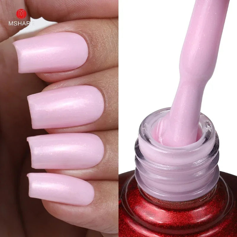 MSHARE Milky Pink Rubber Base Gel Camouflage Color Coat Soak Off Nails Gels Varnish Lacquer 10ml UV LED Gel Polish TPO Free Gel