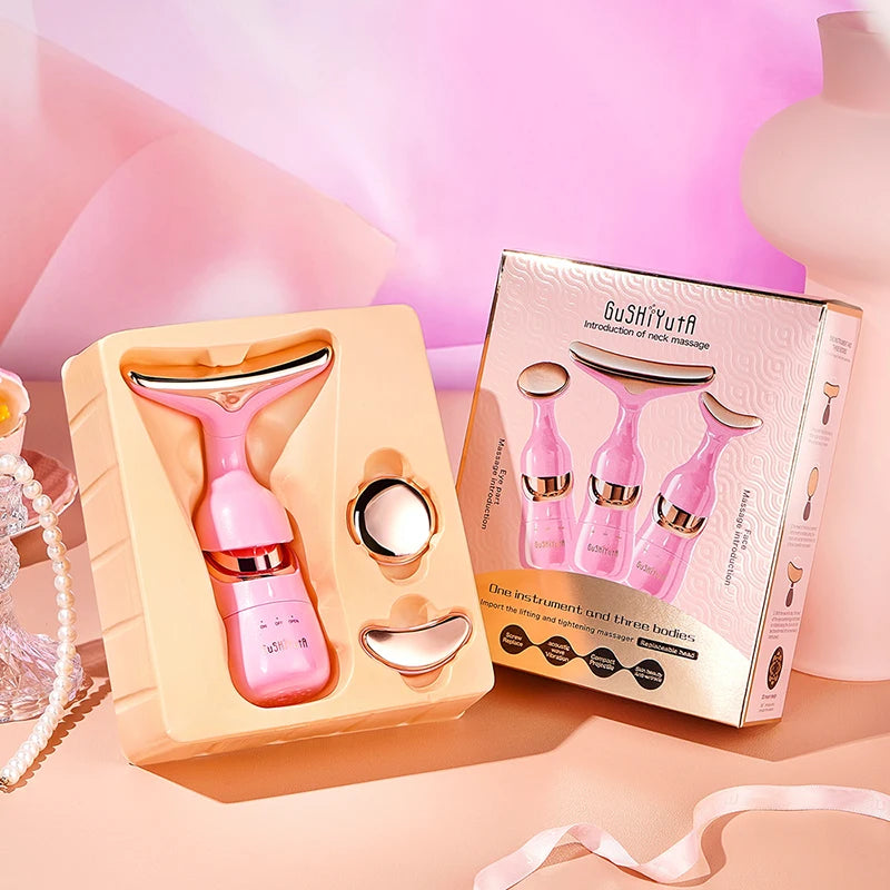 3 In 1 Facial Lifting Device Neck Facial Eye Massage Face Slimmer EMS Beauty Skin Tightening Wrinkle Anti Aging Face Massager