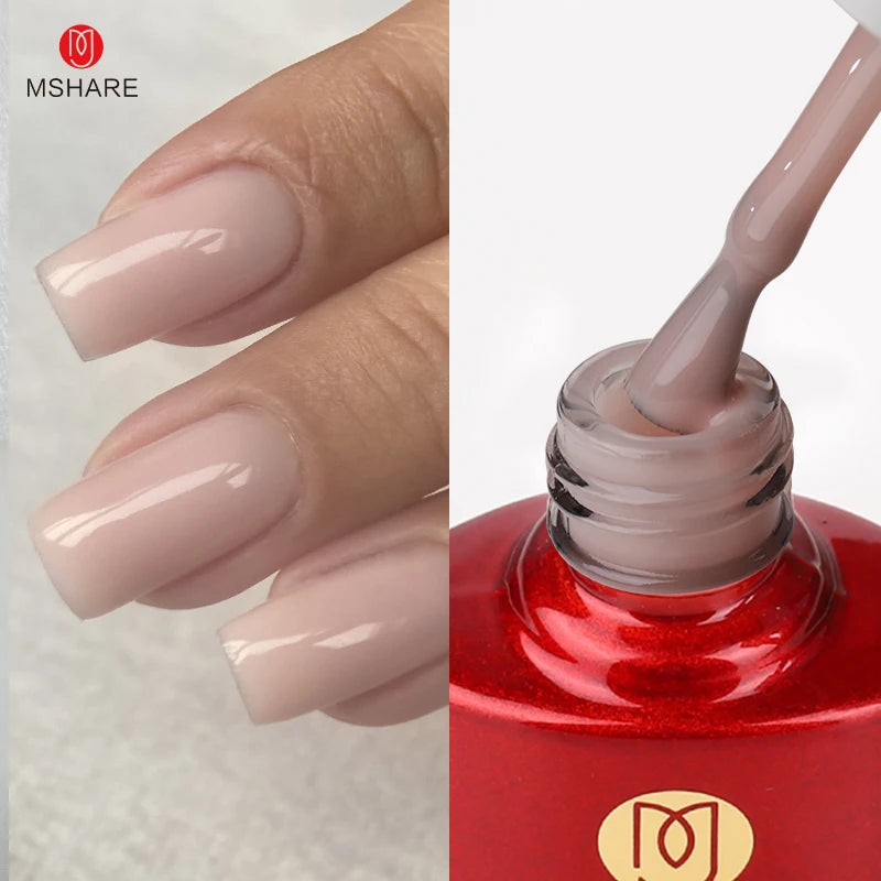 MSHARE Milky Pink Rubber Base Gel Camouflage Color Coat Soak Off Nails Gels Varnish Lacquer 10ml UV LED Gel Polish TPO Free Gel