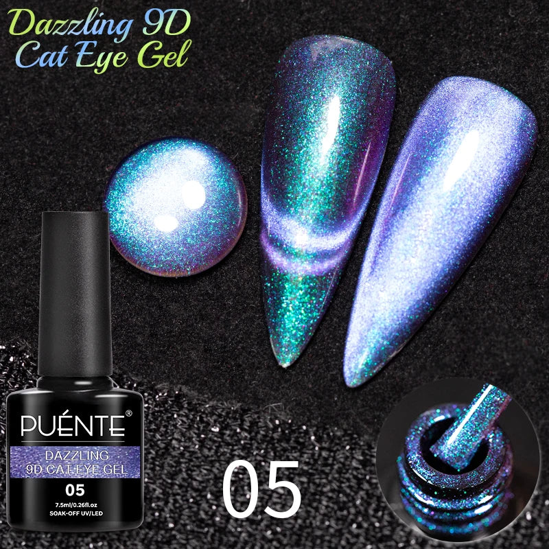 PUENTE 7.5ML Wine Red Cat Magnetic Gel Nail Polish Super Shiny Ruby Red Cat Eye Gel Soak Off UV Semi-Permanent Nail Art Varnish