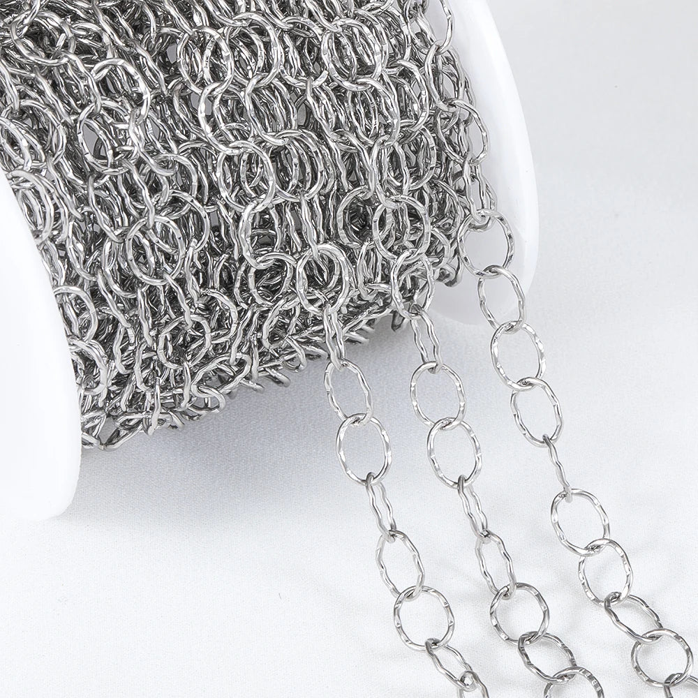 No Fade 1meter 7.5mm Stainless Steel Chain Gold Necklace Rolo Strong Link Chain for Bracelet Jewelry Making Accessories DIY