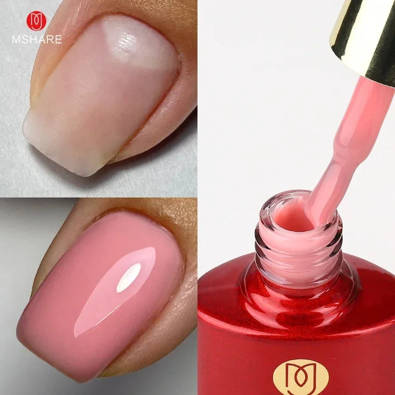 MSHARE Milky Pink Rubber Base Gel Camouflage Color Coat Soak Off Nails Gels Varnish Lacquer 10ml UV LED Gel Polish TPO Free Gel