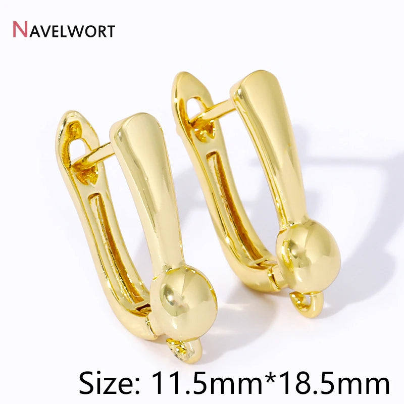 18K Gold Plated Brass Shvenzy Earwire Fasteners,Earring Hooks,Earring Fixtures For Jewelry Making,Earring Making Accessories