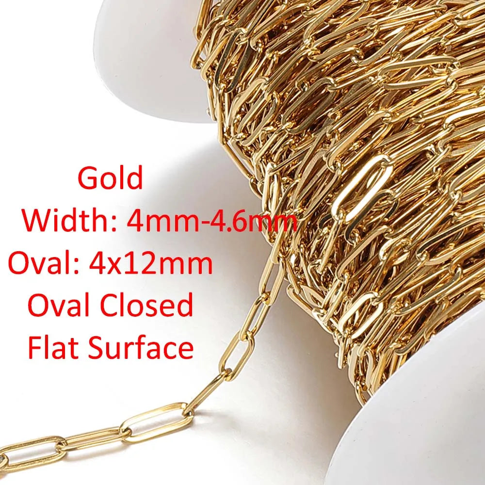 No Fade 1meter 7.5mm Stainless Steel Chain Gold Necklace Rolo Strong Link Chain for Bracelet Jewelry Making Accessories DIY