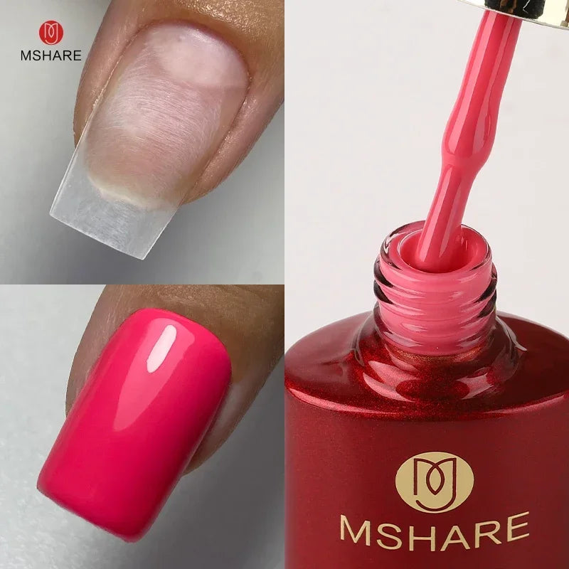 MSHARE Milky Pink Rubber Base Gel Camouflage Color Coat Soak Off Nails Gels Varnish Lacquer 10ml UV LED Gel Polish TPO Free Gel