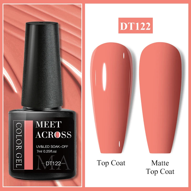 MEET ACROSS 7ml Glitter Gel Nail Polish Sparkly Sequins UV LED Soak Off Varnish For Manicure Semi Permanent Nail Art Gel Polish