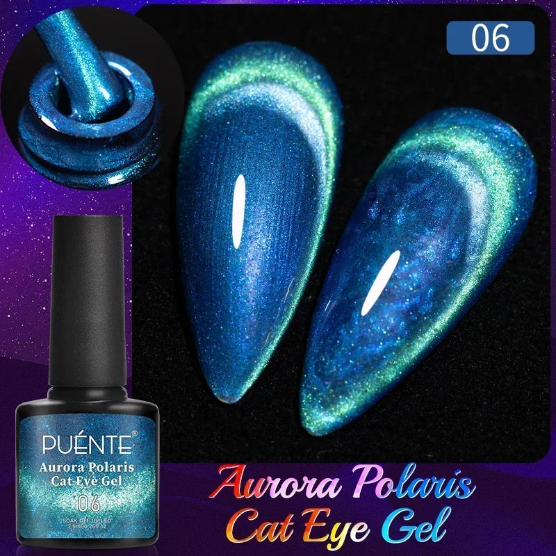 PUENTE 7.5ML Wine Red Cat Magnetic Gel Nail Polish Super Shiny Ruby Red Cat Eye Gel Soak Off UV Semi-Permanent Nail Art Varnish