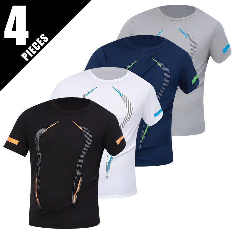 1/4/6 Pcs men's plus size gradient quick-drying short-sleeved teenagers loose sports running fitness football basketball T-shirt