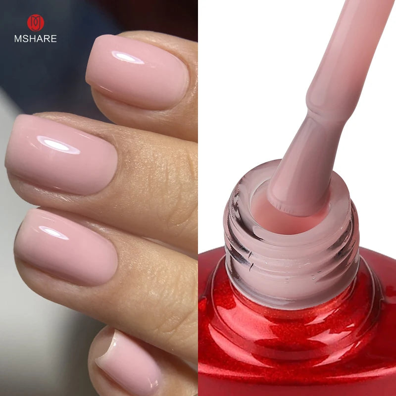 MSHARE Milky Pink Rubber Base Gel Camouflage Color Coat Soak Off Nails Gels Varnish Lacquer 10ml UV LED Gel Polish TPO Free Gel