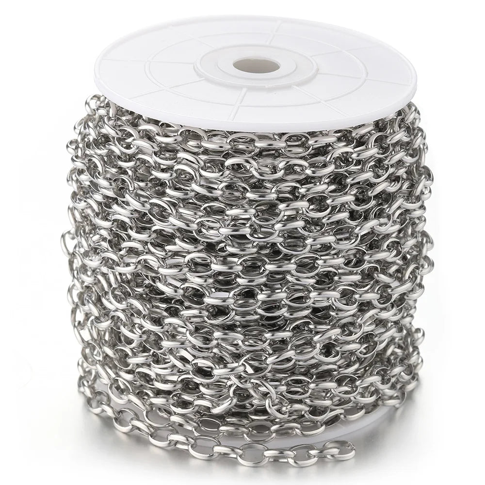 No Fade 1meter 7.5mm Stainless Steel Chain Gold Necklace Rolo Strong Link Chain for Bracelet Jewelry Making Accessories DIY