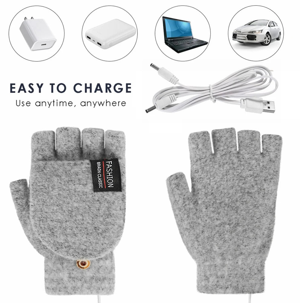 Electric heating gloves hand warmer gloves heater rechargeable USB reusable laptop suitable for sports skiing winter warm gloves