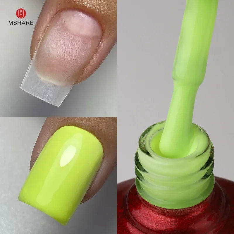 MSHARE Milky Pink Rubber Base Gel Camouflage Color Coat Soak Off Nails Gels Varnish Lacquer 10ml UV LED Gel Polish TPO Free Gel