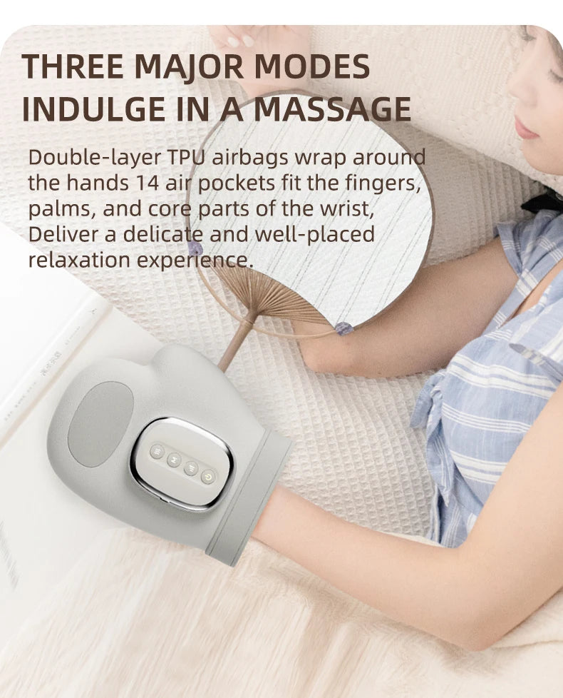 Hand Massager with Heat and Compression Electric Cordless Portable Wrist & Finger Massager 5-Level Adjustable Pressure Best Gift