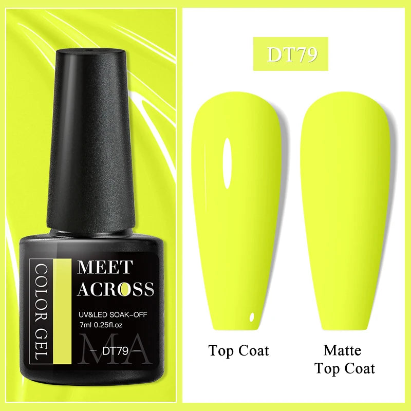 MEET ACROSS 7ml Glitter Gel Nail Polish Sparkly Sequins UV LED Soak Off Varnish For Manicure Semi Permanent Nail Art Gel Polish