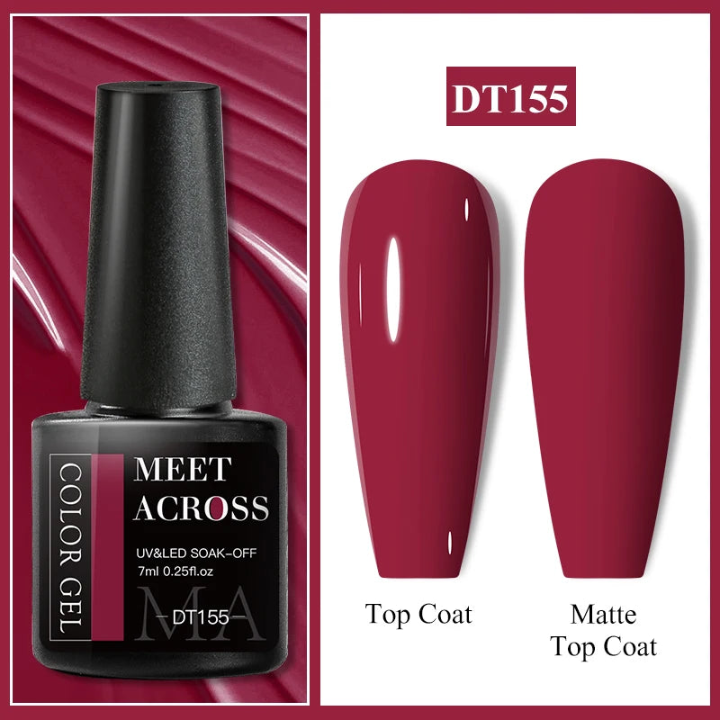 MEET ACROSS 7ml Glitter Gel Nail Polish Sparkly Sequins UV LED Soak Off Varnish For Manicure Semi Permanent Nail Art Gel Polish