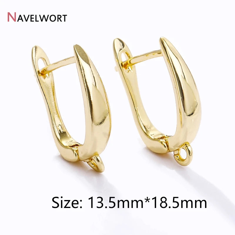 18K Gold Plated Brass Shvenzy Earwire Fasteners,Earring Hooks,Earring Fixtures For Jewelry Making,Earring Making Accessories