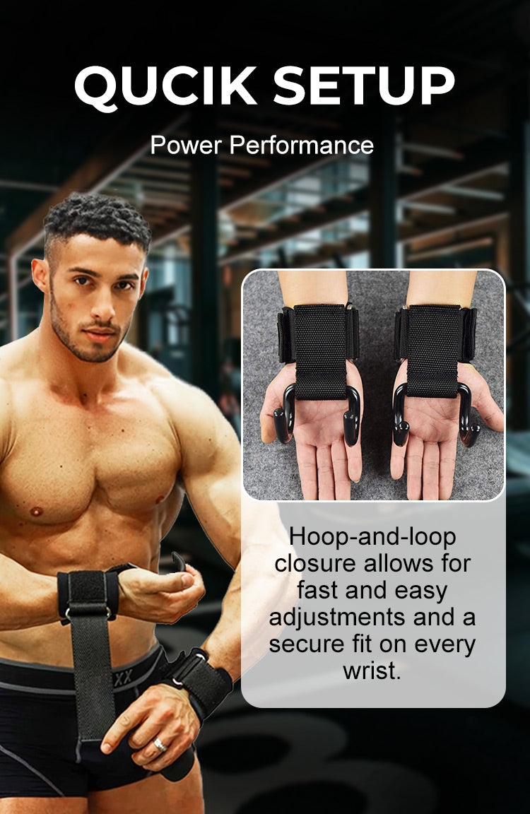 1 Pair Fitness Power Hooks Pull-Up Hard Pull Training Anti-Fall Lifting Hook Power Hook Grip Wrist Strap Pull-Up Hand Straps