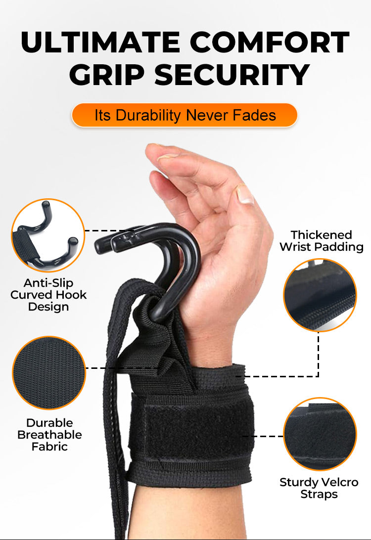 1 Pair Fitness Power Hooks Pull-Up Hard Pull Training Anti-Fall Lifting Hook Power Hook Grip Wrist Strap Pull-Up Hand Straps